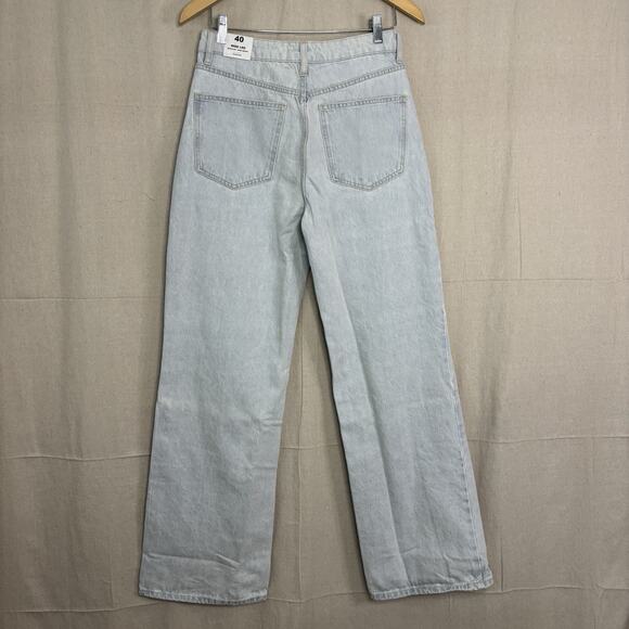 MNG by Mango Womens Boho Festival Denim Jeans Size 8 Lt Wash Wide Leg Cut Out - Picture 2 of 10